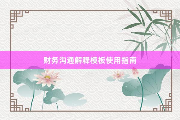 财务沟通解释模板使用指南